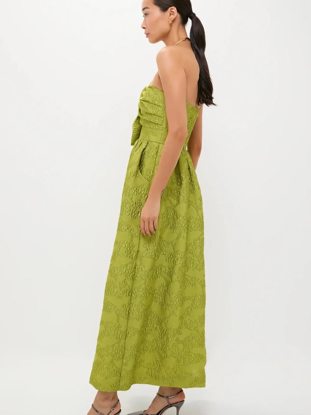 Tuckernuck Strapless Bow-Front Midi Dress in Chartreuse - Picture 2 of 6